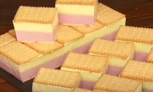 Dwukolorowe ciasto z biszkoptami, idealny pomysł na ciasto dla każdego.
